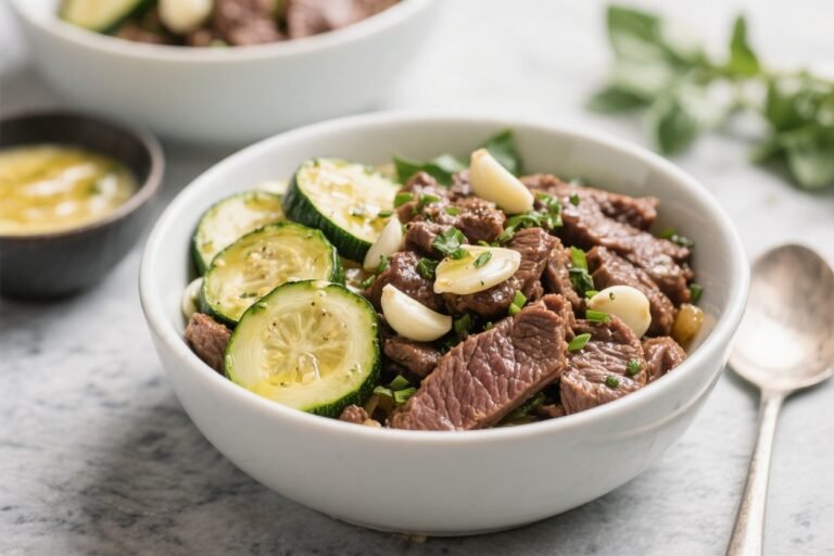 Keto Garlic Butter Beef & Zucchini Bowls – Simple, Satisfying, and Low-Carb