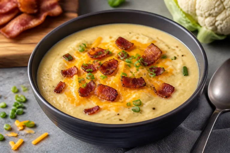 Keto Cheddar Bacon Cauliflower Soup – Cozy, Creamy, and Low-Carb