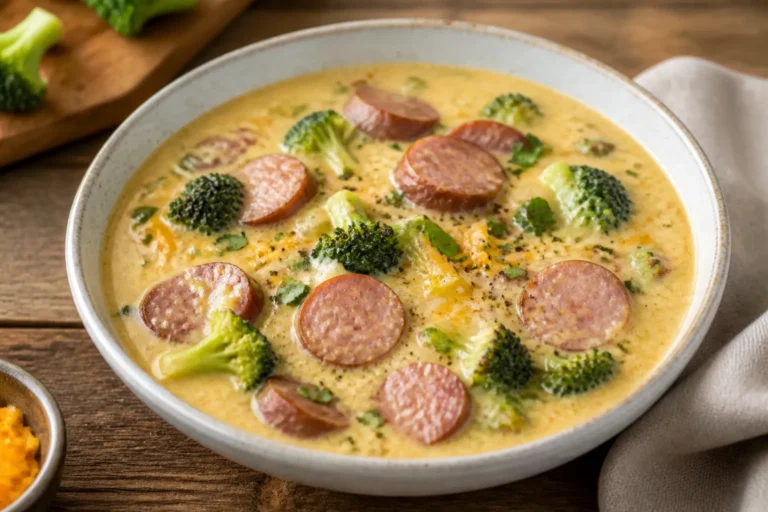 Keto Smoked Sausage and Broccoli Soup – Hearty, Creamy, and Low-Carb