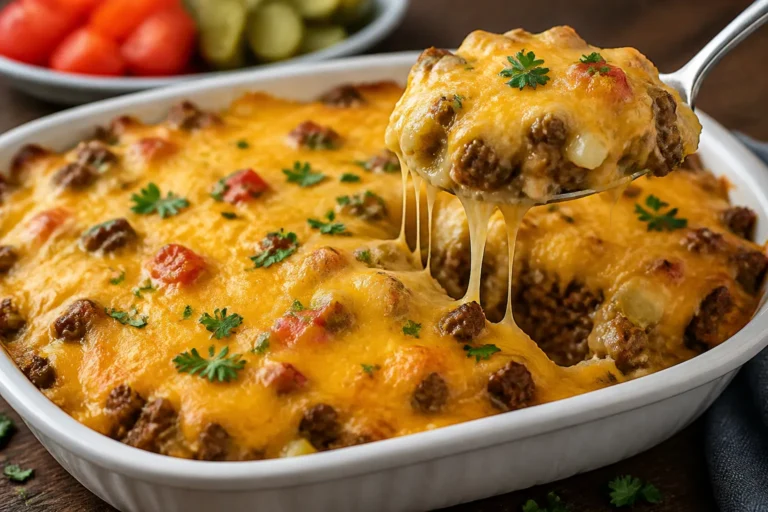 Keto Cheeseburger Casserole – A Comforting, Low-Carb Weeknight Favorite